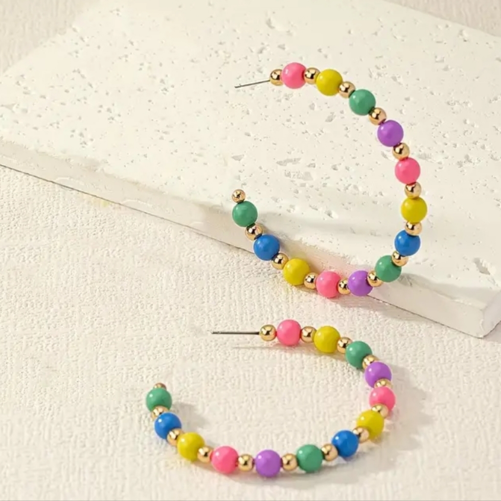 Beaded Boho Hoop Earrings Jazzy 10$
